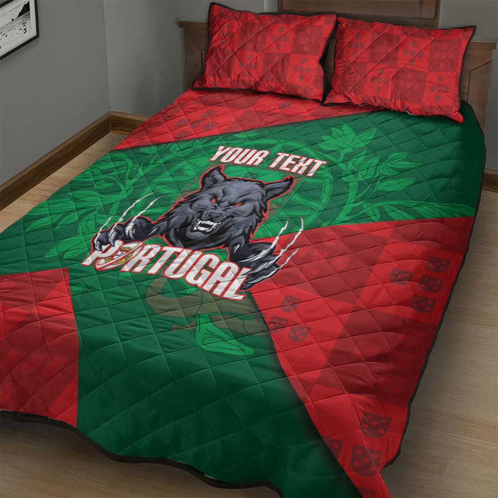 Custom Portugal Rugby 2026 Quilt Bed Set Os Lobos Wolf Mascot