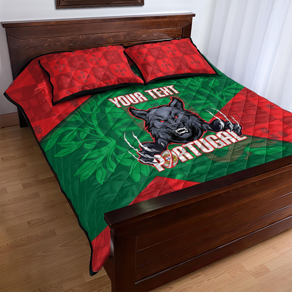 Custom Portugal Rugby 2026 Quilt Bed Set Os Lobos Wolf Mascot