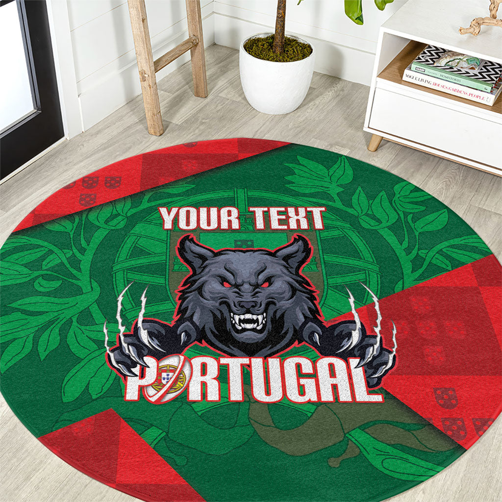 Custom Portugal Rugby 2026 Round Carpet Os Lobos Wolf Mascot