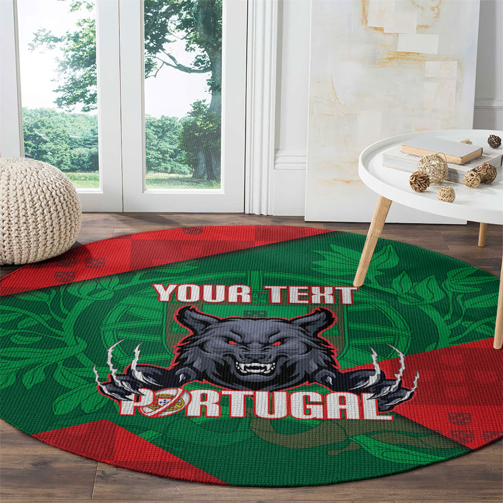Custom Portugal Rugby 2026 Round Carpet Os Lobos Wolf Mascot