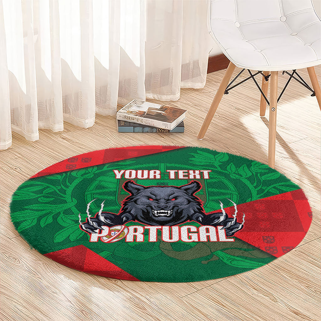 Custom Portugal Rugby 2026 Round Carpet Os Lobos Wolf Mascot