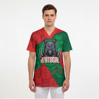 Custom Portugal Rugby 2026 Scrub Top Os Lobos Wolf Mascot