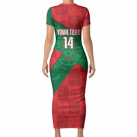 Custom Portugal Rugby 2026 Short Sleeve Bodycon Dress Os Lobos Wolf Mascot