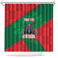 Custom Portugal Rugby 2026 Shower Curtain Os Lobos Wolf Mascot