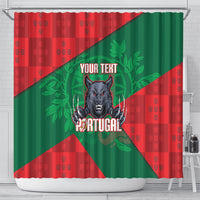 Custom Portugal Rugby 2026 Shower Curtain Os Lobos Wolf Mascot