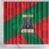 Custom Portugal Rugby 2026 Shower Curtain Os Lobos Wolf Mascot