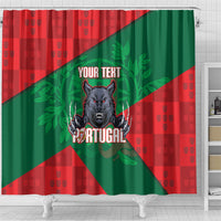 Custom Portugal Rugby 2026 Shower Curtain Os Lobos Wolf Mascot