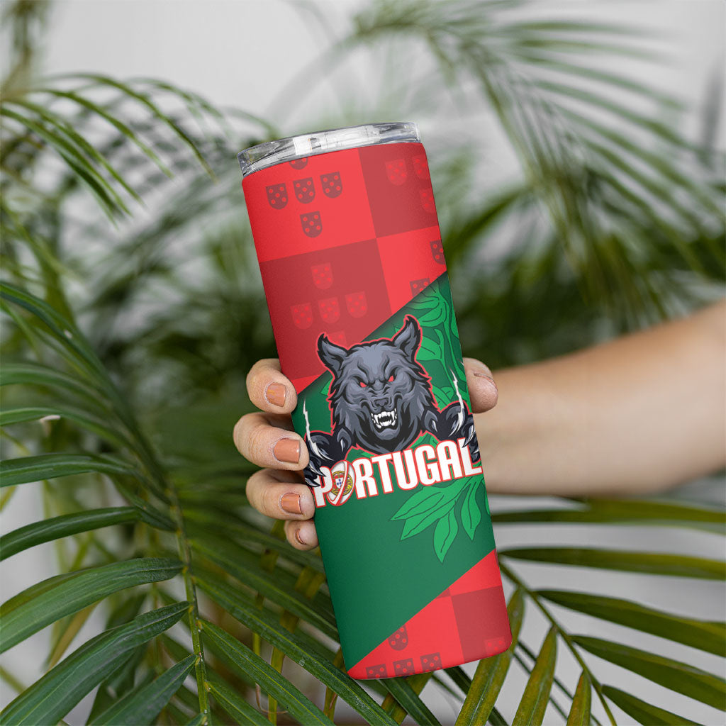 Custom Portugal Rugby 2026 Skinny Tumbler Os Lobos Wolf Mascot
