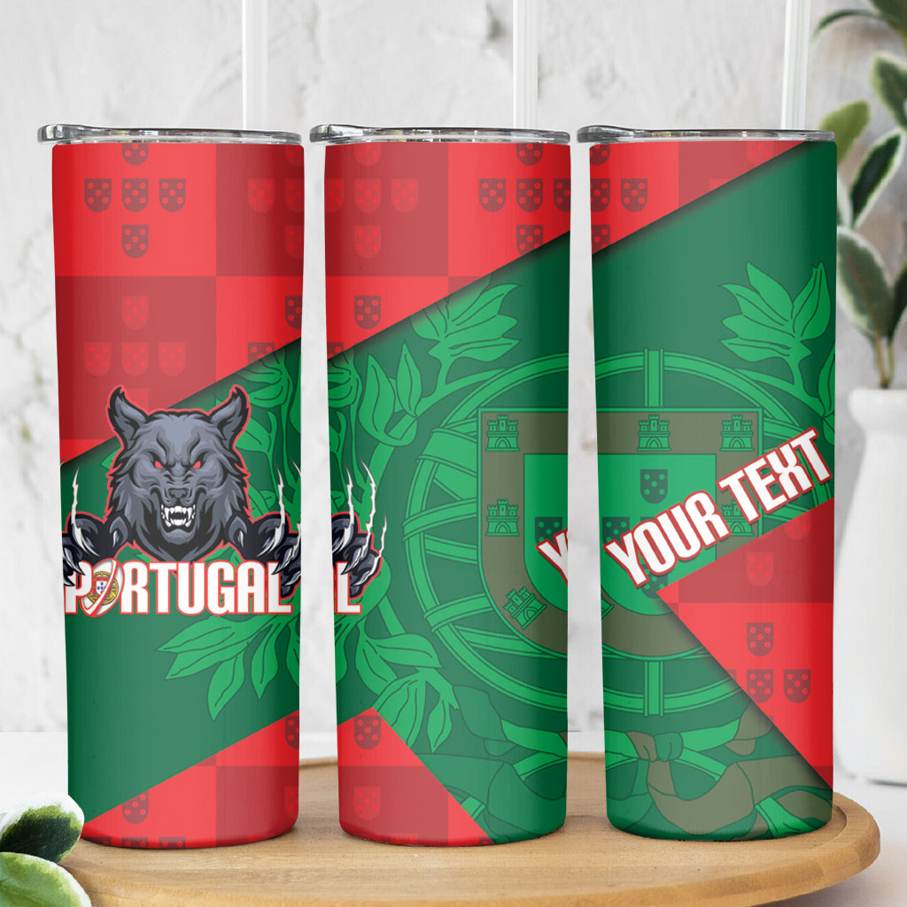 Custom Portugal Rugby 2026 Skinny Tumbler Os Lobos Wolf Mascot