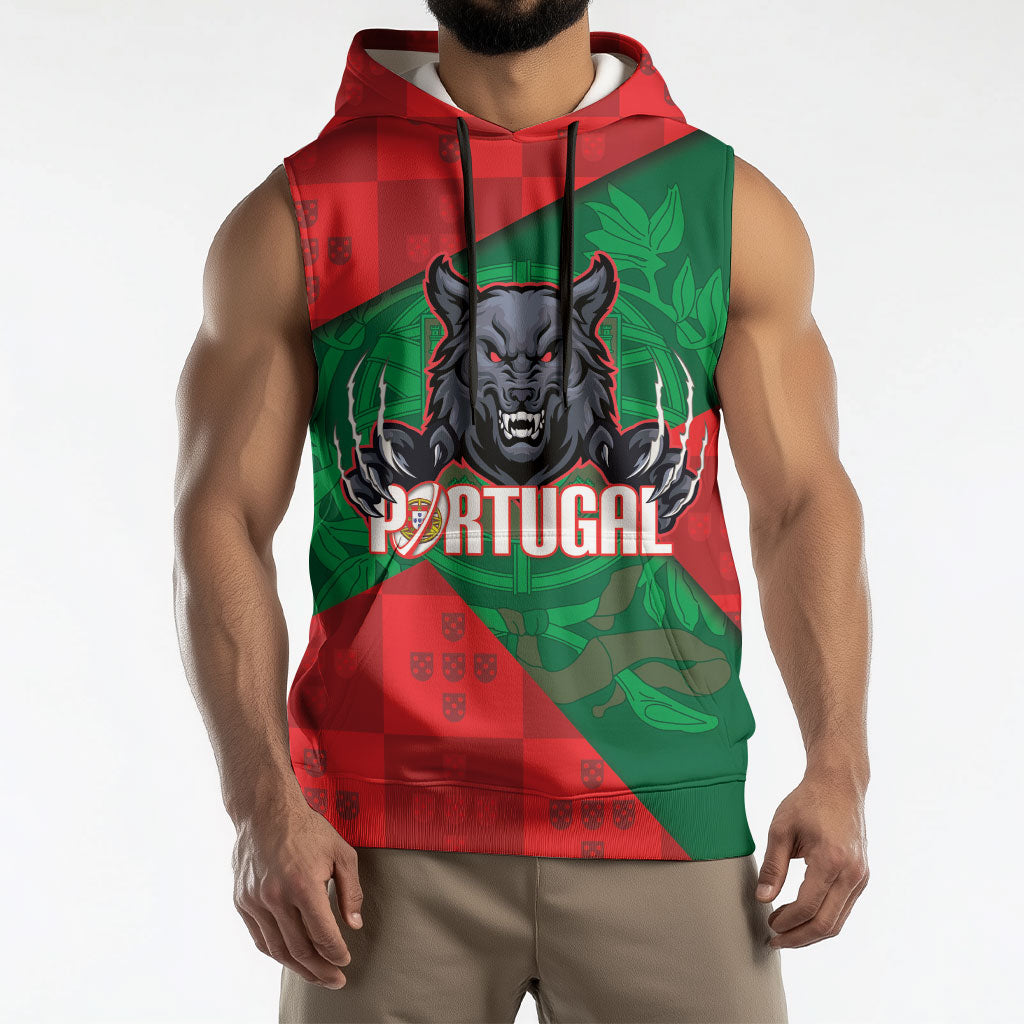Custom Portugal Rugby 2026 Sleeveless Hoodie Os Lobos Wolf Mascot