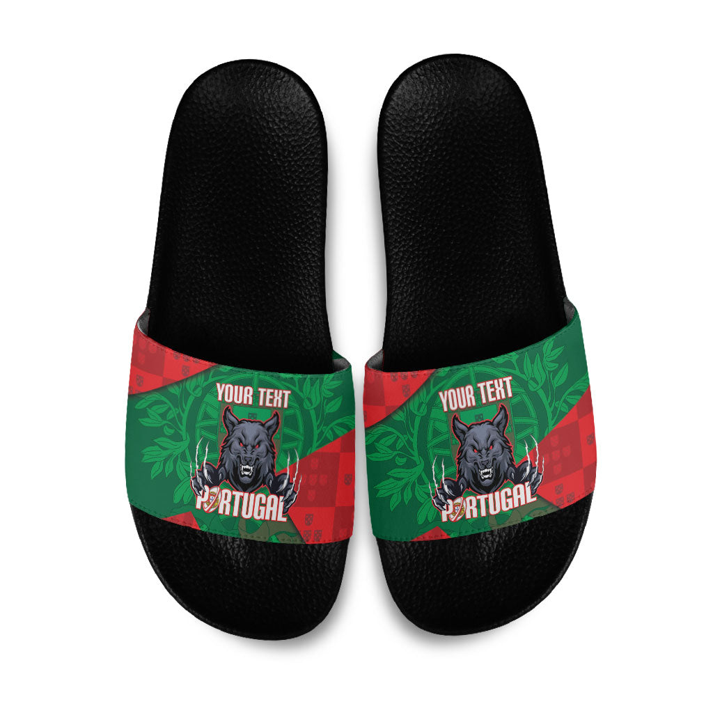 Custom Portugal Rugby 2026 Slide Sandals Os Lobos Wolf Mascot