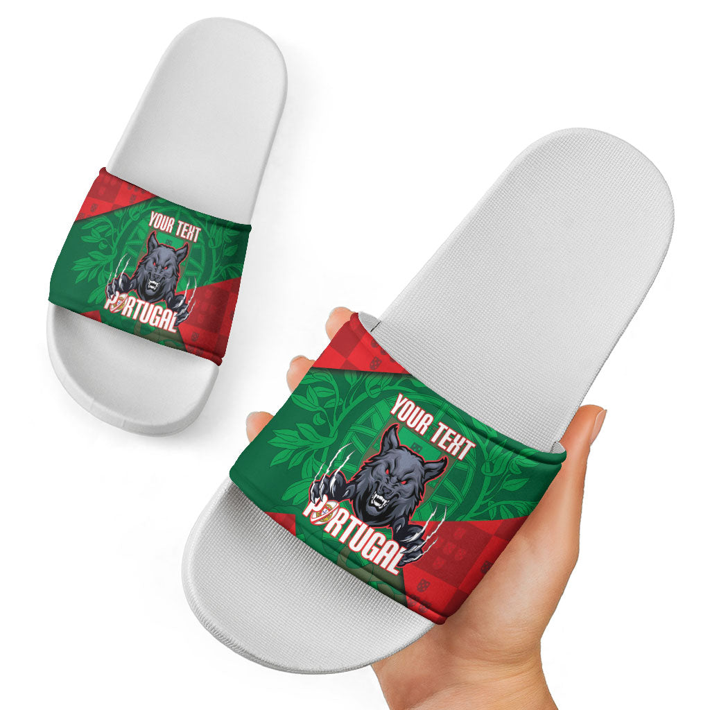 Custom Portugal Rugby 2026 Slide Sandals Os Lobos Wolf Mascot