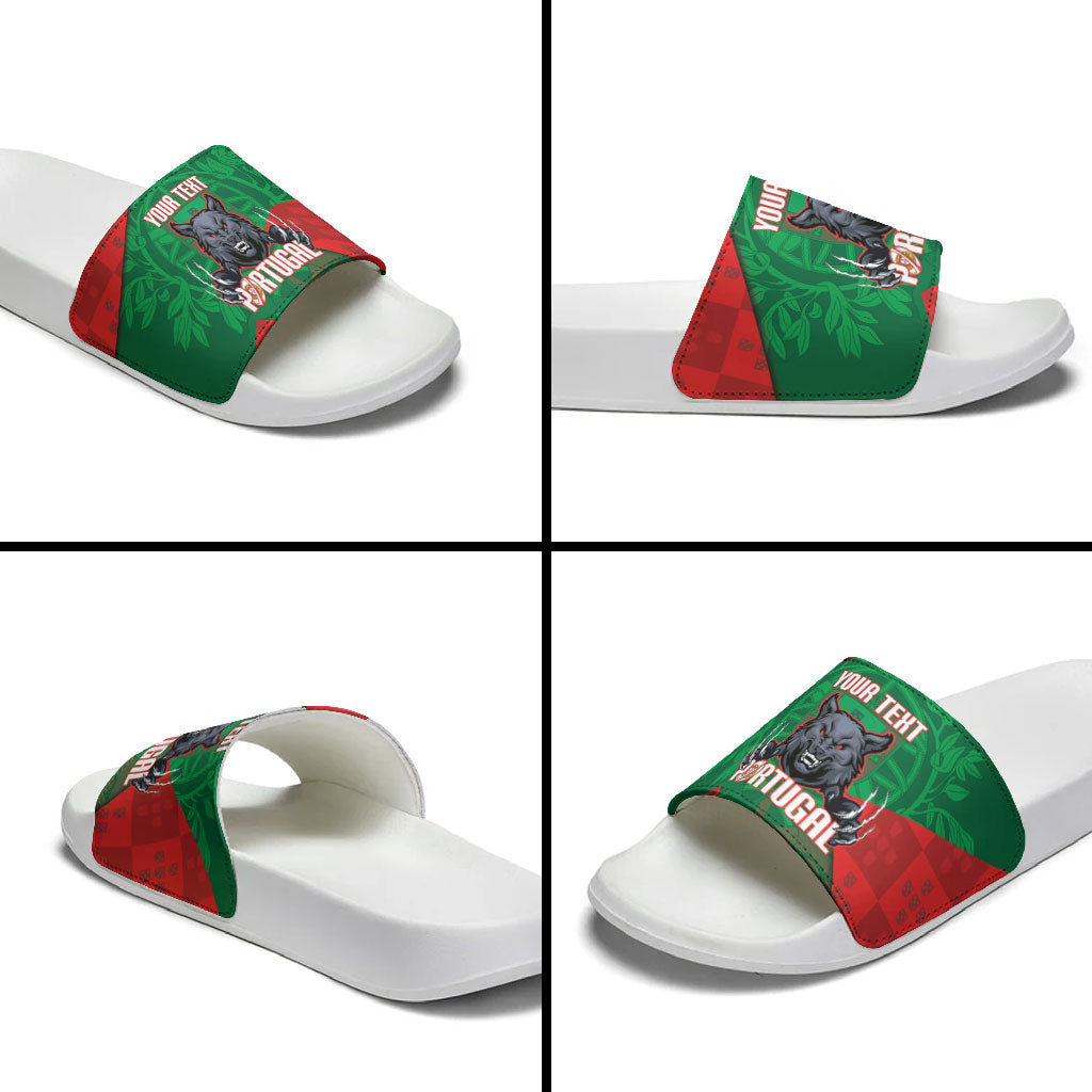 Custom Portugal Rugby 2026 Slide Sandals Os Lobos Wolf Mascot