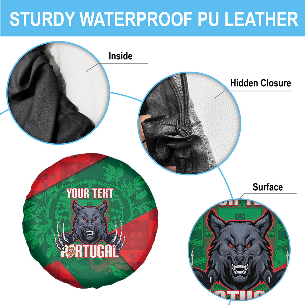 Custom Portugal Rugby 2026 Spare Tire Cover Os Lobos Wolf Mascot