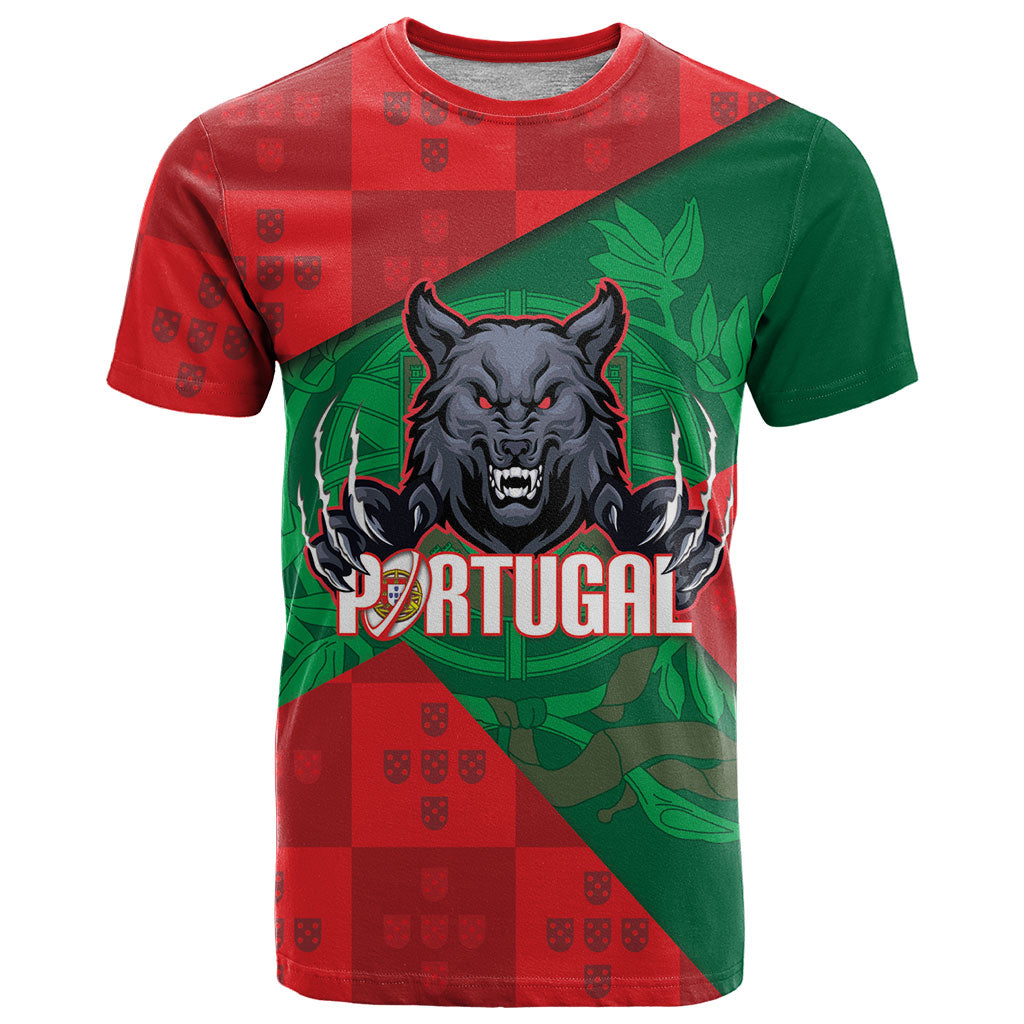 Custom Portugal Rugby 2026 T Shirt Os Lobos Wolf Mascot