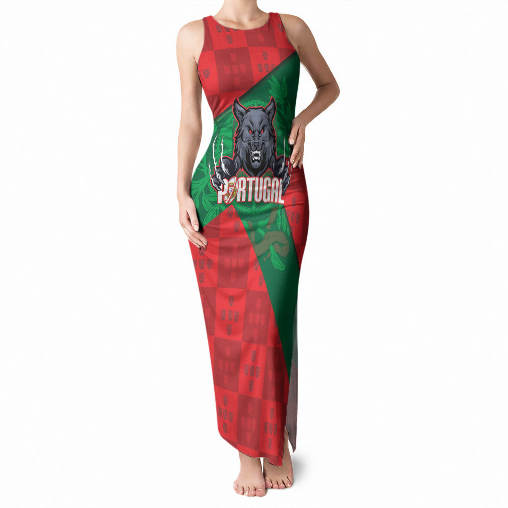 Custom Portugal Rugby 2026 Tank Maxi Dress Os Lobos Wolf Mascot