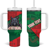 Custom Portugal Rugby 2026 Tumbler With Handle Os Lobos Wolf Mascot