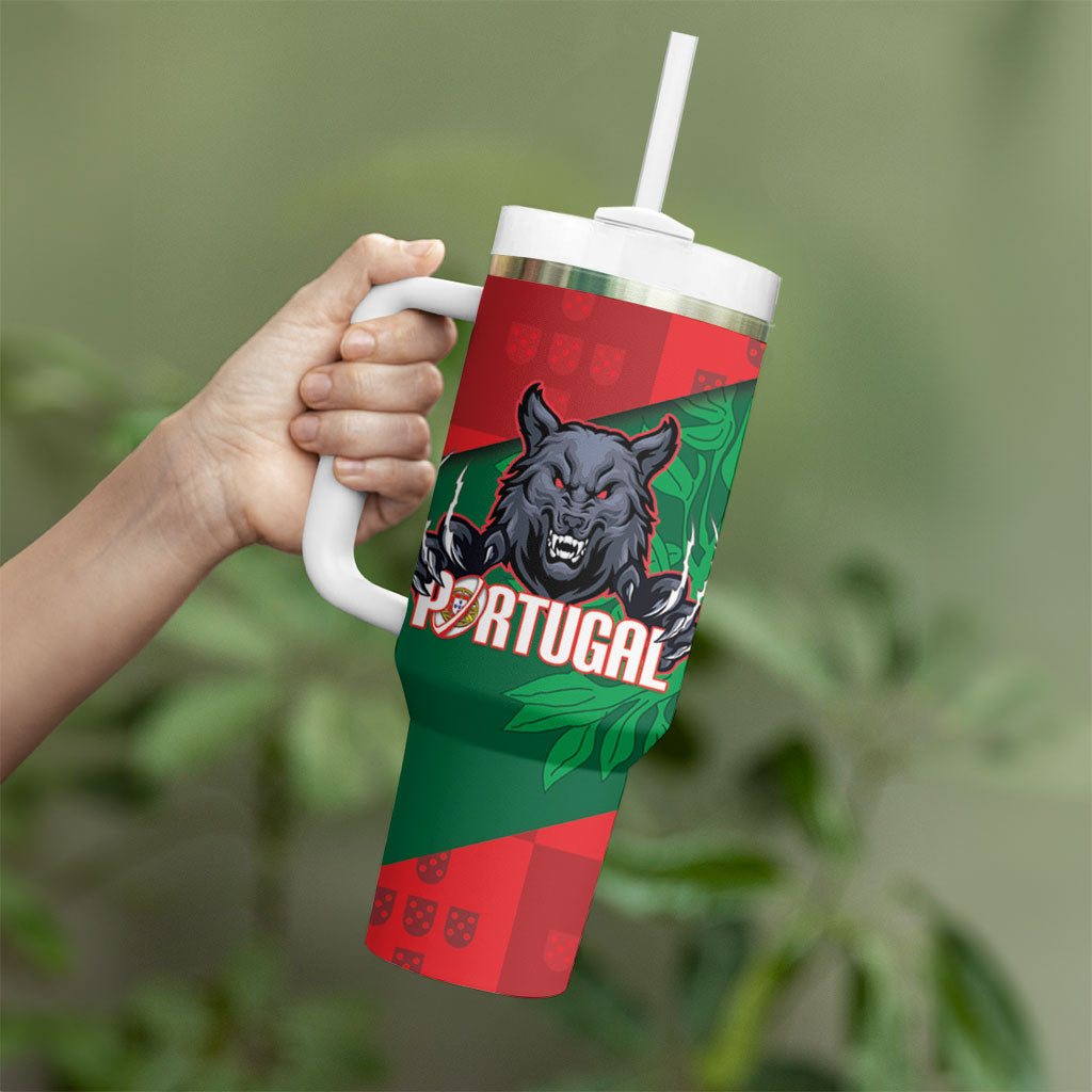 Custom Portugal Rugby 2026 Tumbler With Handle Os Lobos Wolf Mascot