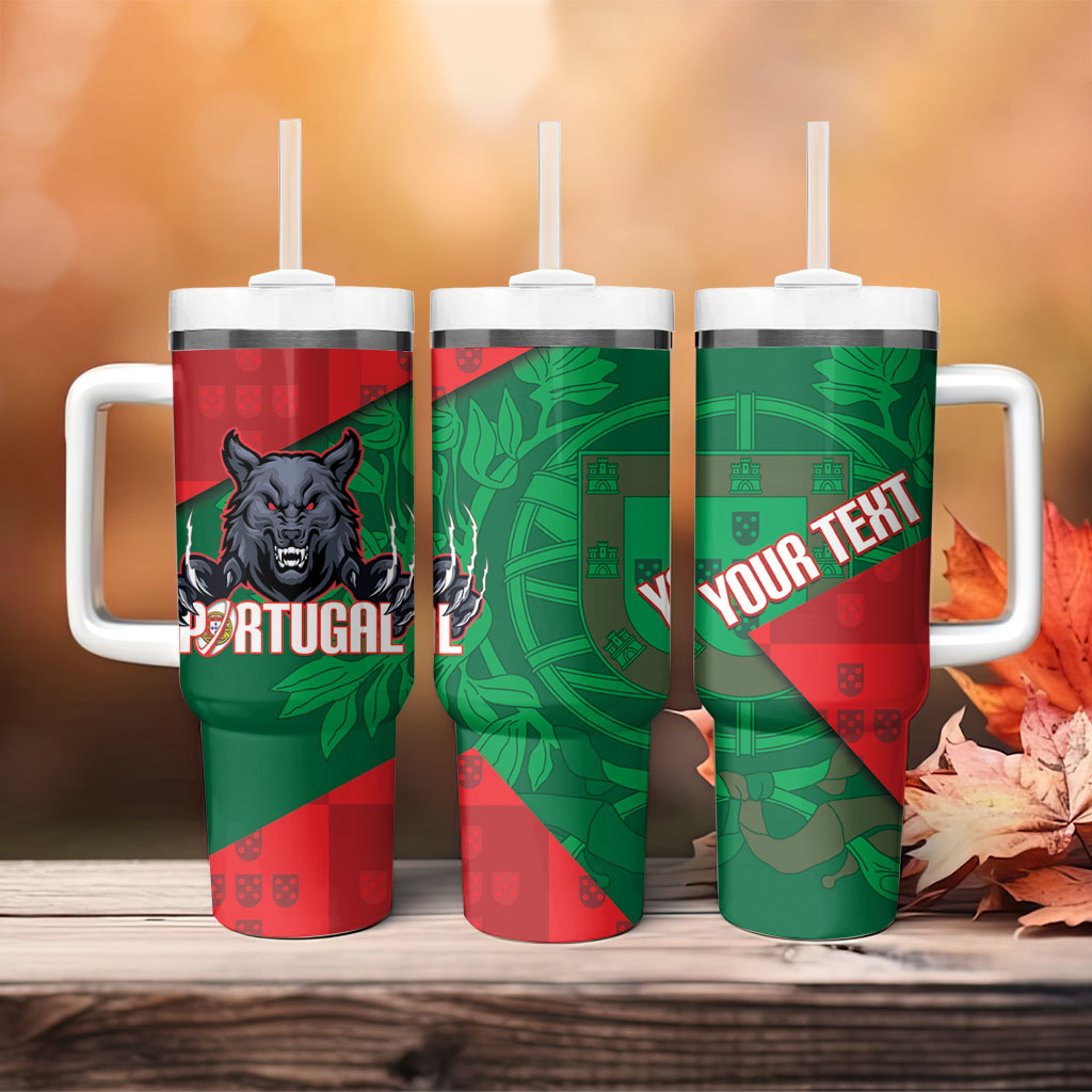 Custom Portugal Rugby 2026 Tumbler With Handle Os Lobos Wolf Mascot