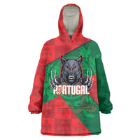 Custom Portugal Rugby 2026 Wearable Blanket Hoodie Os Lobos Wolf Mascot