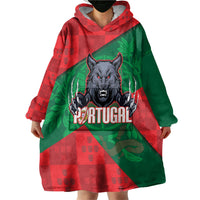 Custom Portugal Rugby 2026 Wearable Blanket Hoodie Os Lobos Wolf Mascot