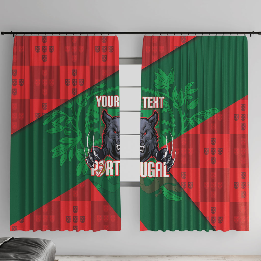 Custom Portugal Rugby 2026 Window Curtain Os Lobos Wolf Mascot