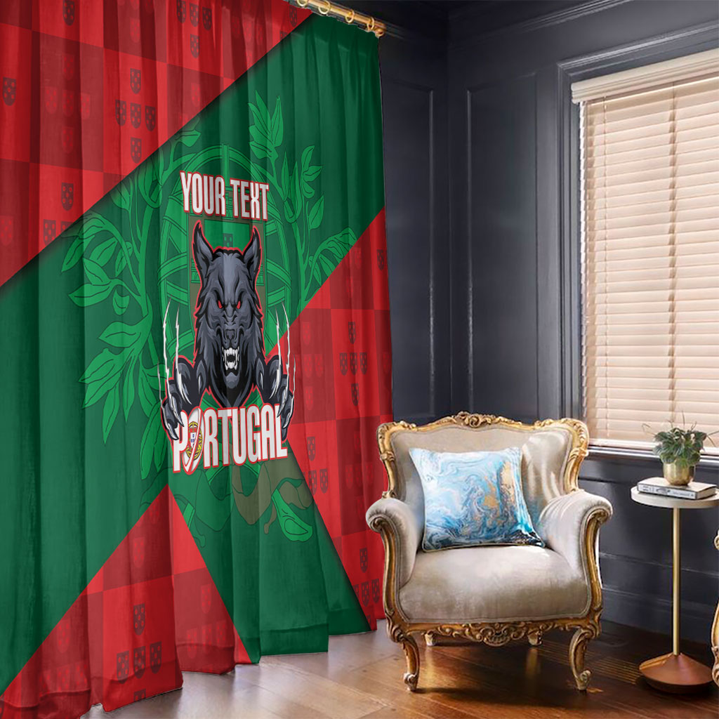 Custom Portugal Rugby 2026 Window Curtain Os Lobos Wolf Mascot