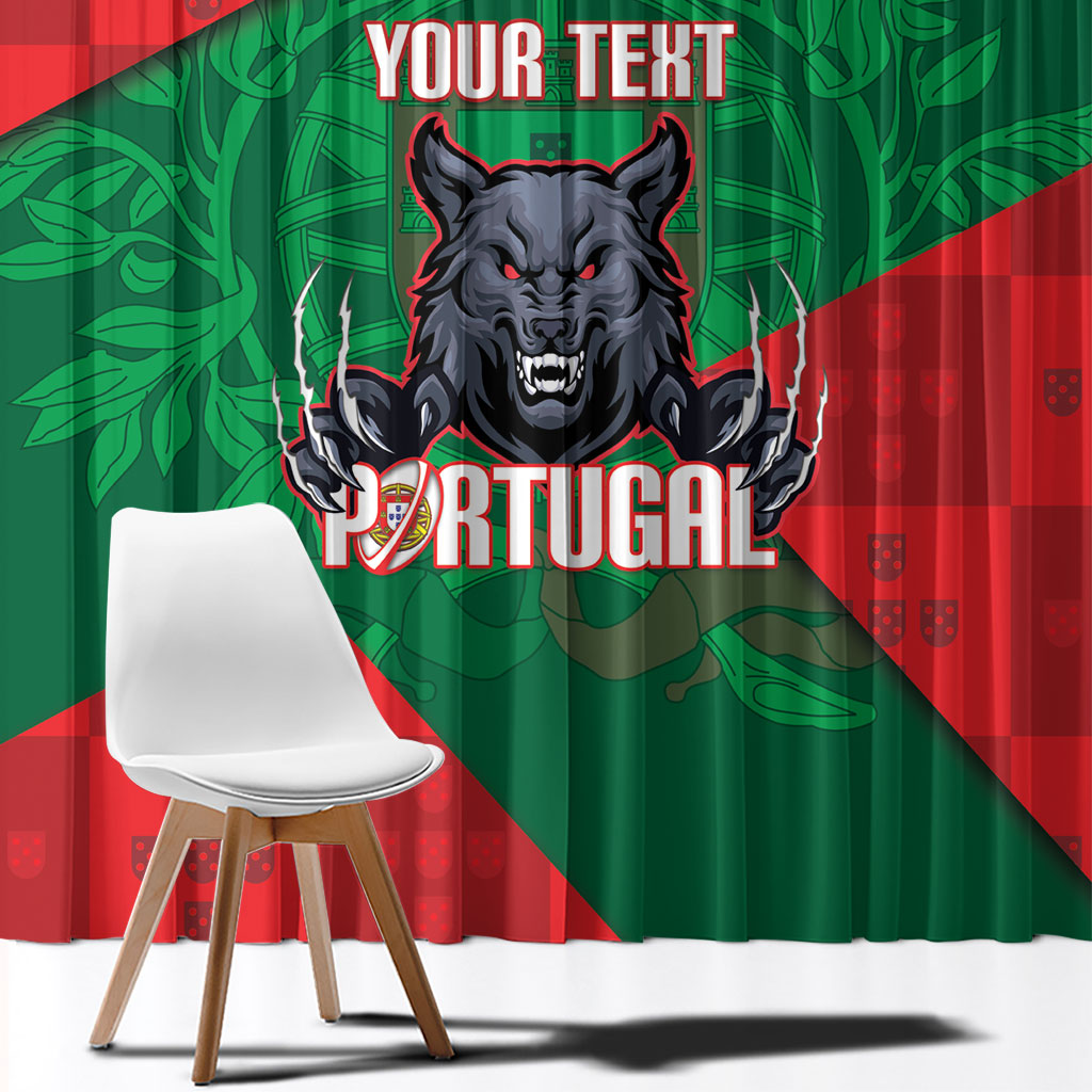 Custom Portugal Rugby 2026 Window Curtain Os Lobos Wolf Mascot