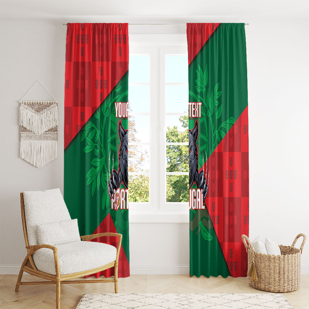 Custom Portugal Rugby 2026 Window Curtain Os Lobos Wolf Mascot