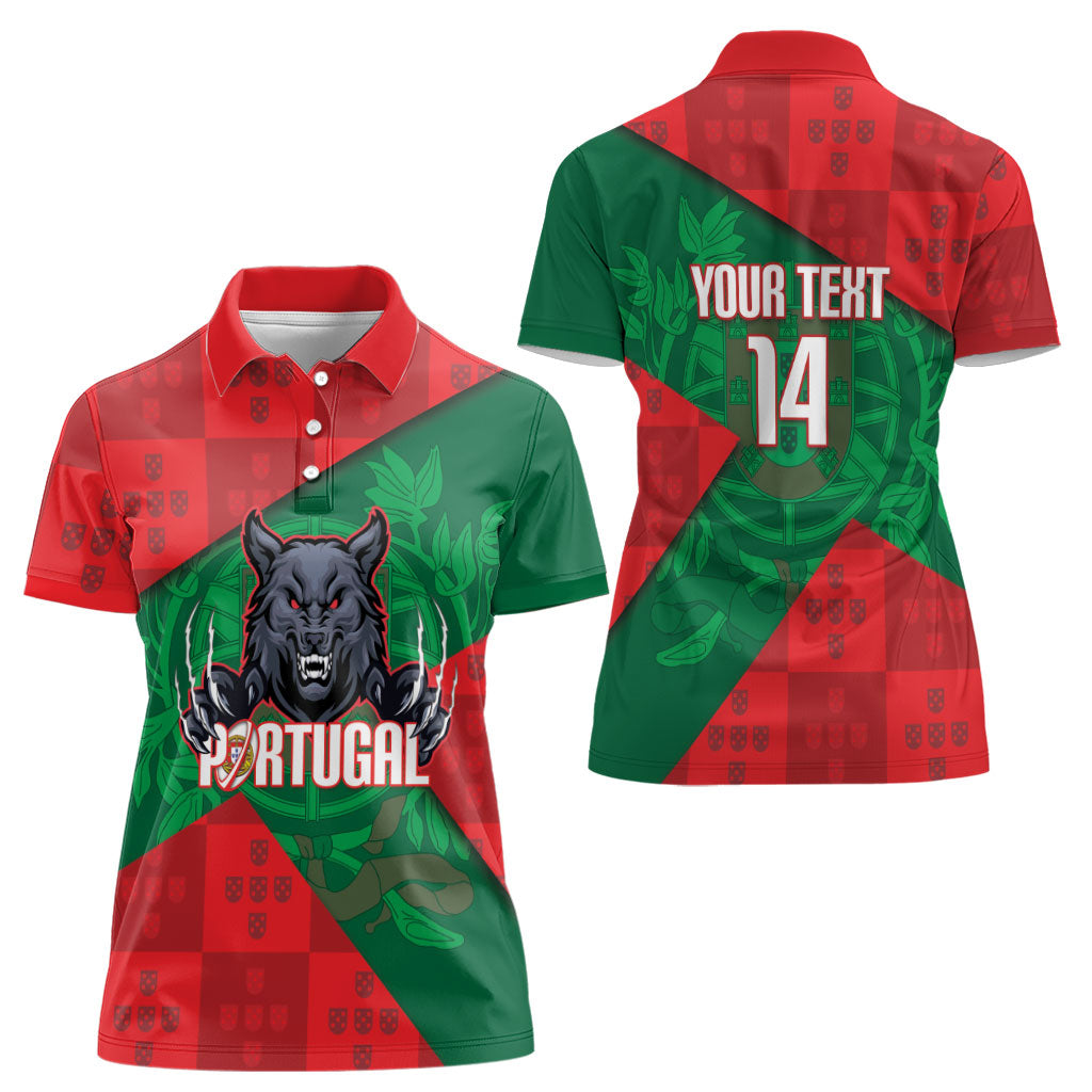 Custom Portugal Rugby 2026 Women Polo Shirt Os Lobos Wolf Mascot