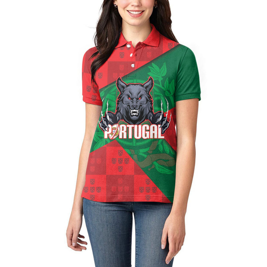 Custom Portugal Rugby 2026 Women Polo Shirt Os Lobos Wolf Mascot