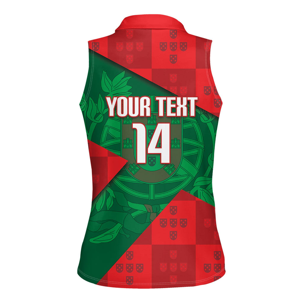 Custom Portugal Rugby 2026 Women Sleeveless Polo Shirt Os Lobos Wolf Mascot