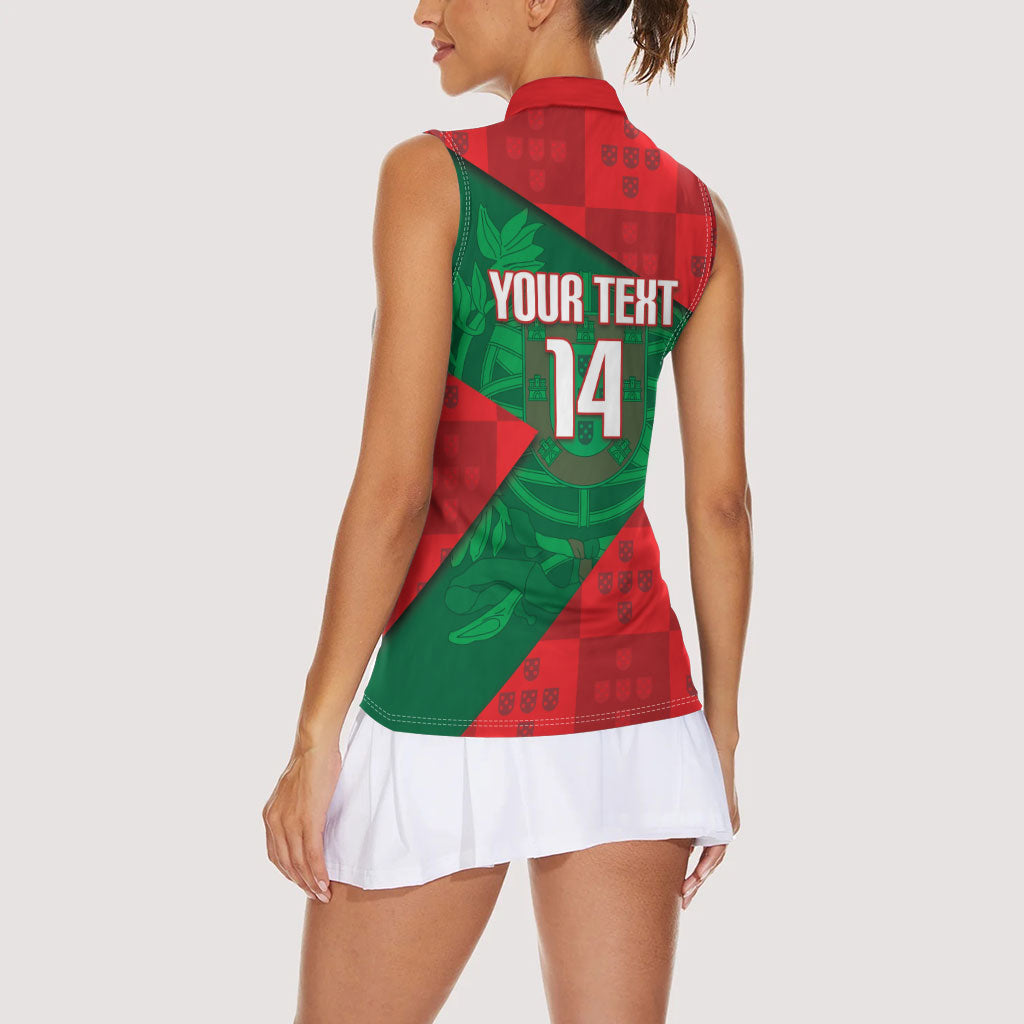 Custom Portugal Rugby 2026 Women Sleeveless Polo Shirt Os Lobos Wolf Mascot