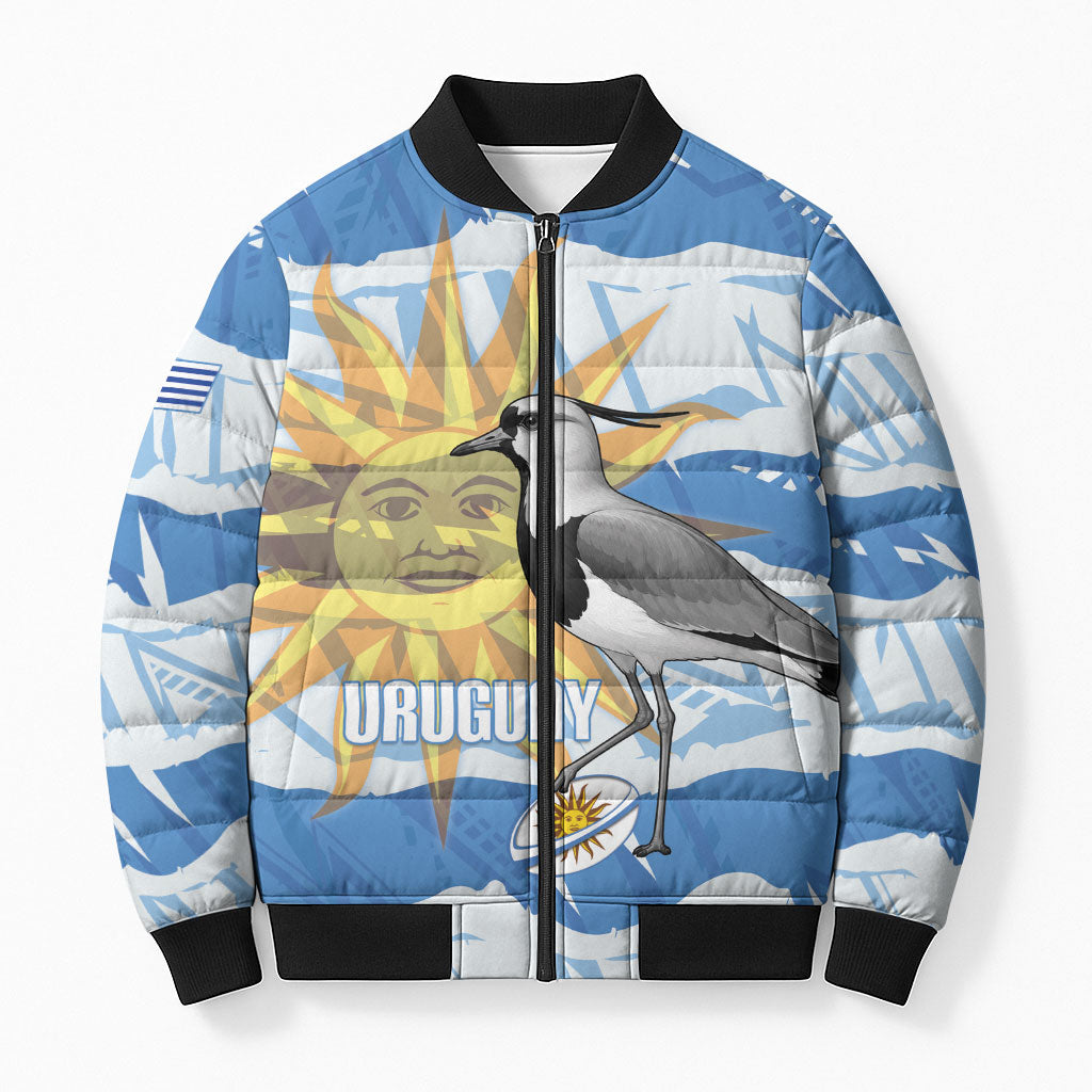 Custom Uruguay Rugby 2026 Bomber Puffer Jacket Sun Of May and Lapwing