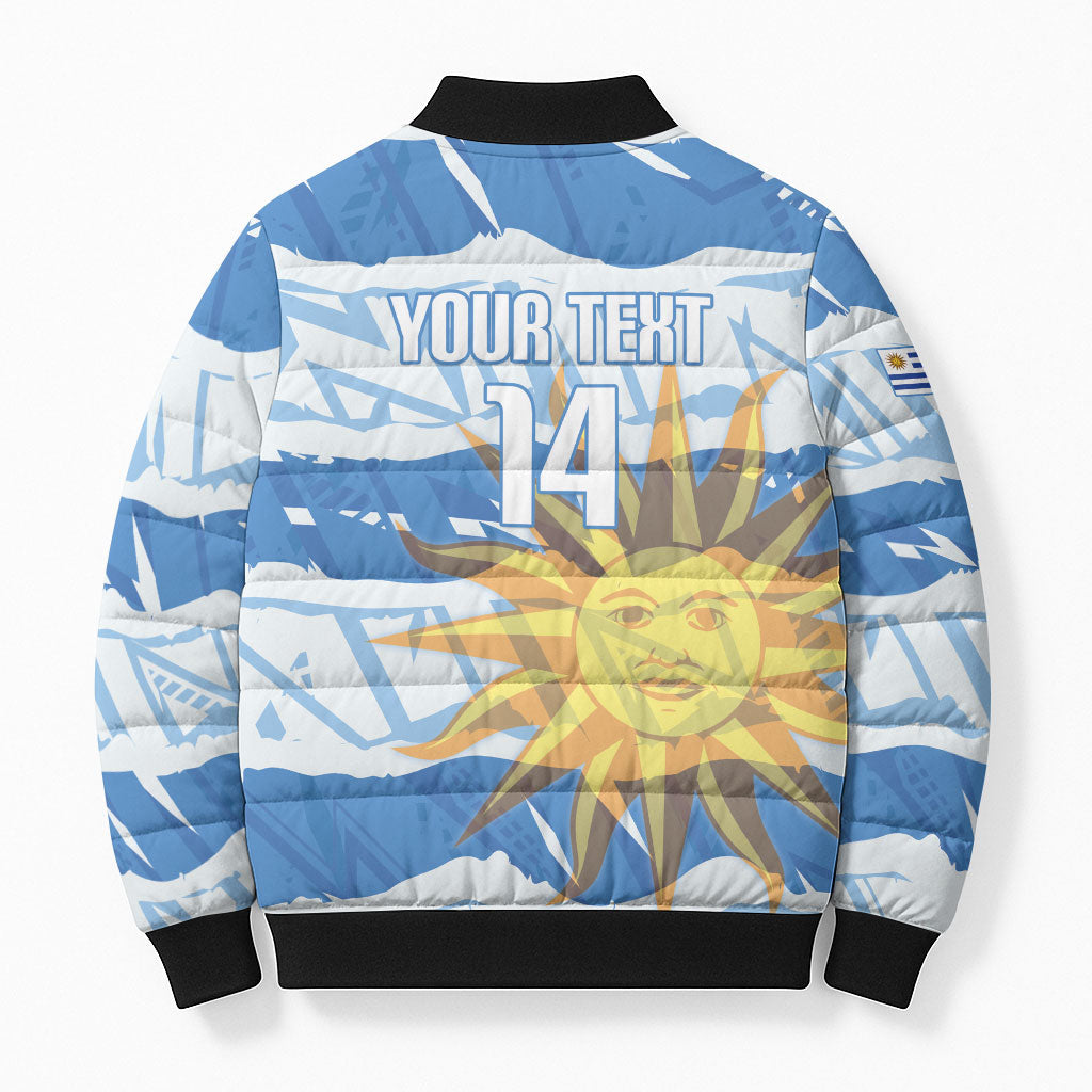 Custom Uruguay Rugby 2026 Bomber Puffer Jacket Sun Of May and Lapwing