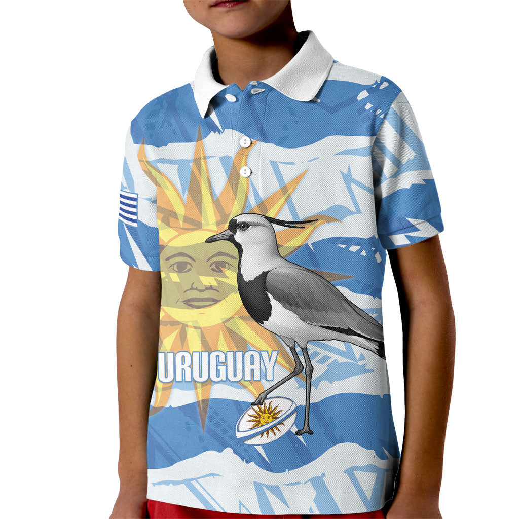 Custom Uruguay Rugby 2026 Kid Polo Shirt Sun Of May and Lapwing