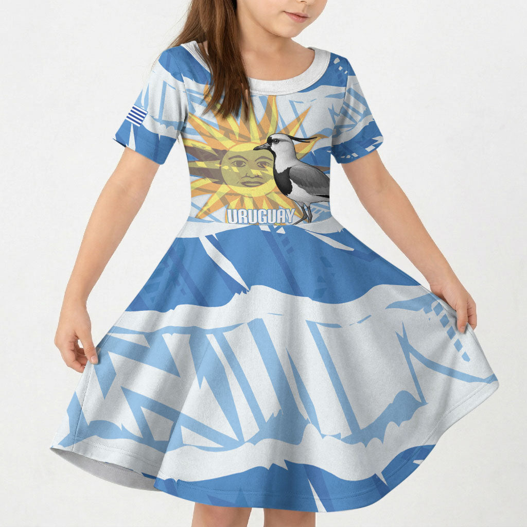 Custom Uruguay Rugby 2026 Kid Short Sleeve Dress Sun Of May and Lapwing