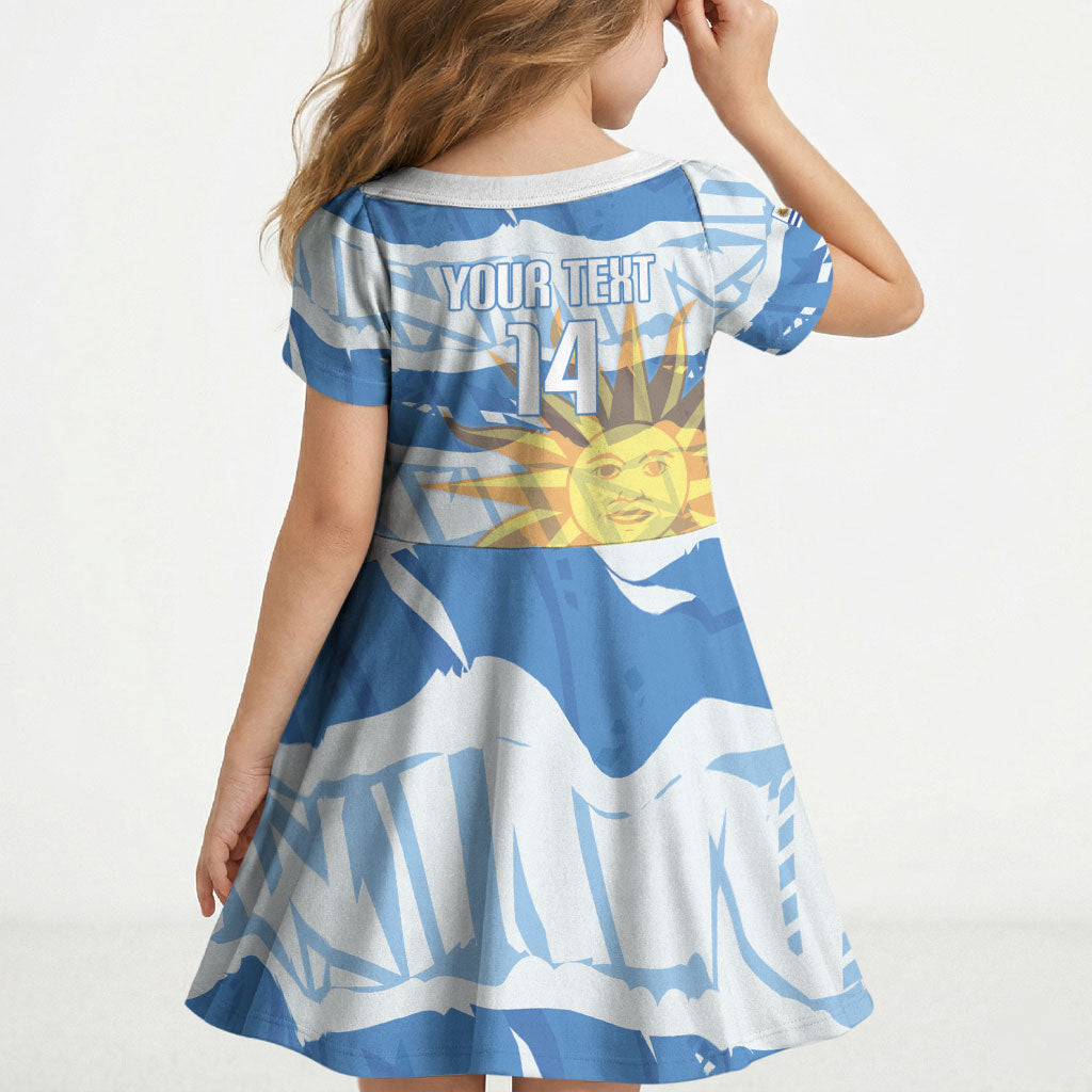 Custom Uruguay Rugby 2026 Kid Short Sleeve Dress Sun Of May and Lapwing