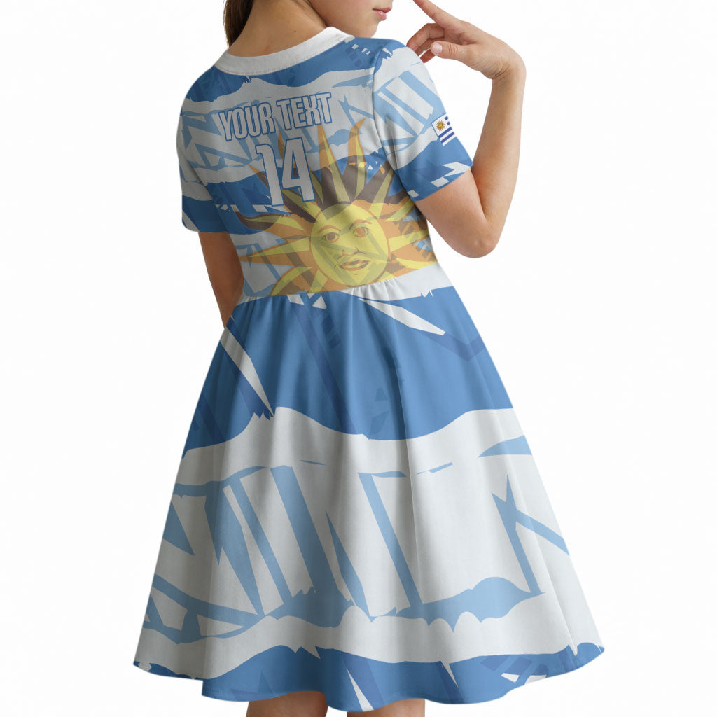 Custom Uruguay Rugby 2026 Kid Short Sleeve Dress Sun Of May and Lapwing