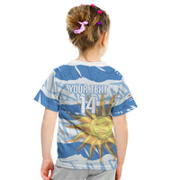 Custom Uruguay Rugby 2026 Kid T Shirt Sun Of May and Lapwing