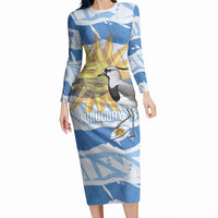 Custom Uruguay Rugby 2026 Long Sleeve Bodycon Dress Sun Of May and Lapwing