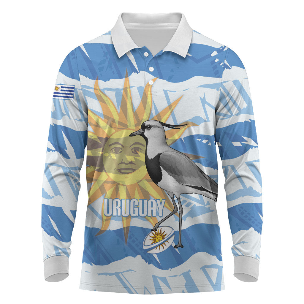 Custom Uruguay Rugby 2026 Long Sleeve Polo Shirt Sun Of May and Lapwing