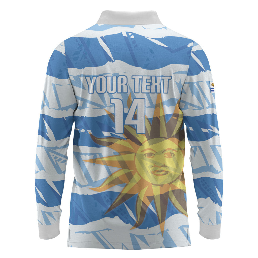 Custom Uruguay Rugby 2026 Long Sleeve Polo Shirt Sun Of May and Lapwing