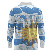 Custom Uruguay Rugby 2026 Long Sleeve Polo Shirt Sun Of May and Lapwing