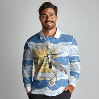 Custom Uruguay Rugby 2026 Long Sleeve Polo Shirt Sun Of May and Lapwing