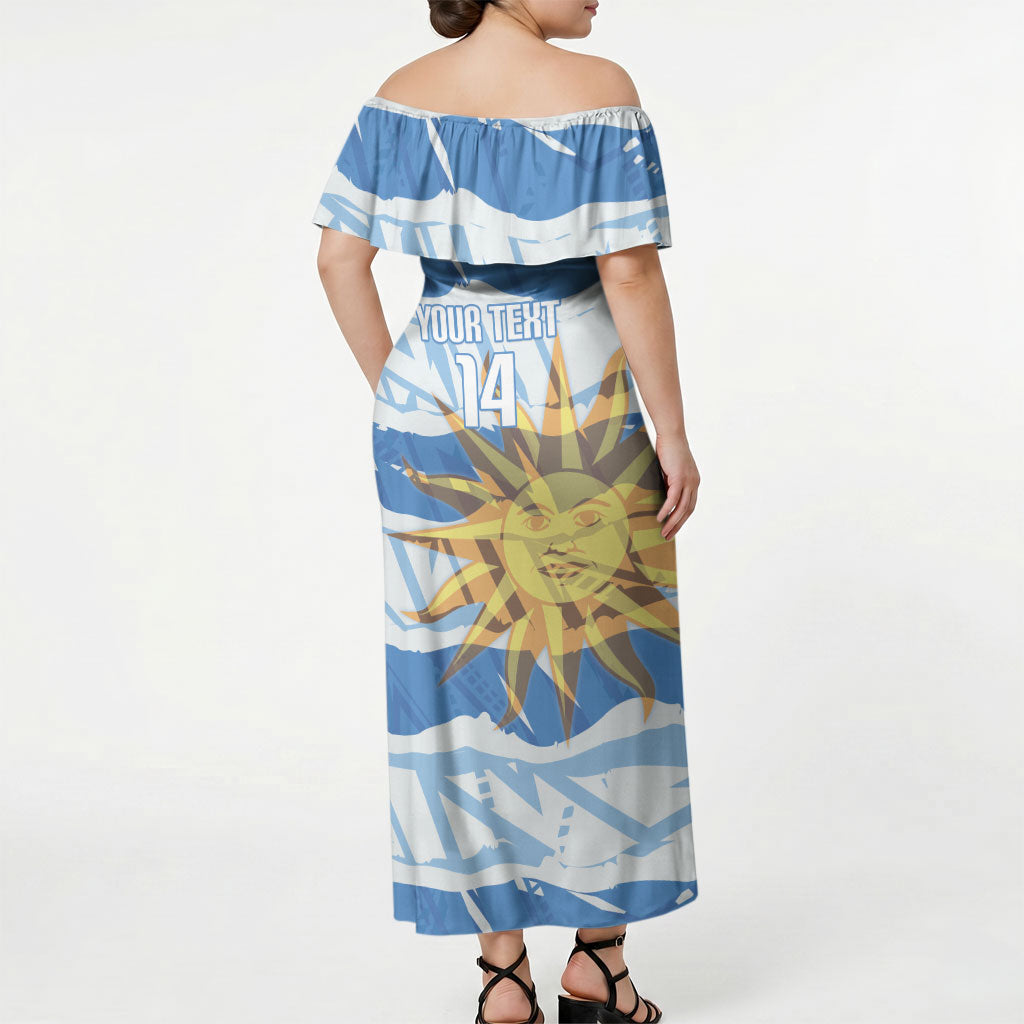 Custom Uruguay Rugby 2026 Off Shoulder Maxi Dress Sun Of May and Lapwing