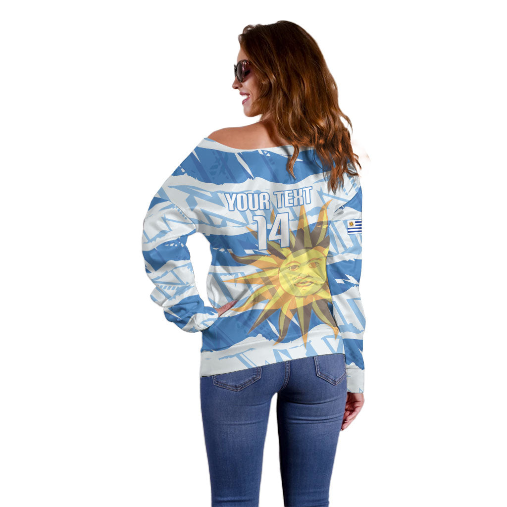 Custom Uruguay Rugby 2026 Off Shoulder Sweater Sun Of May and Lapwing