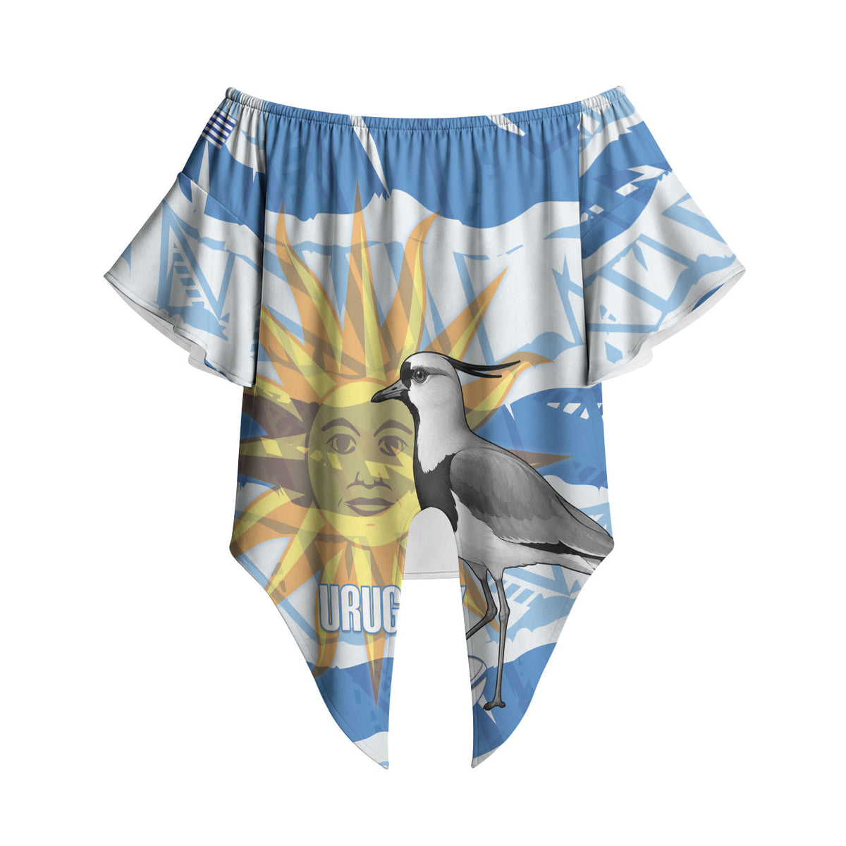 Custom Uruguay Rugby 2026 Off Shoulder Wrap Waist Top Sun Of May and Lapwing