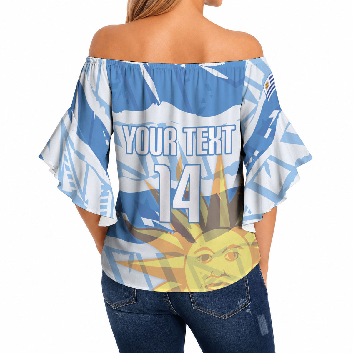 Custom Uruguay Rugby 2026 Off Shoulder Wrap Waist Top Sun Of May and Lapwing