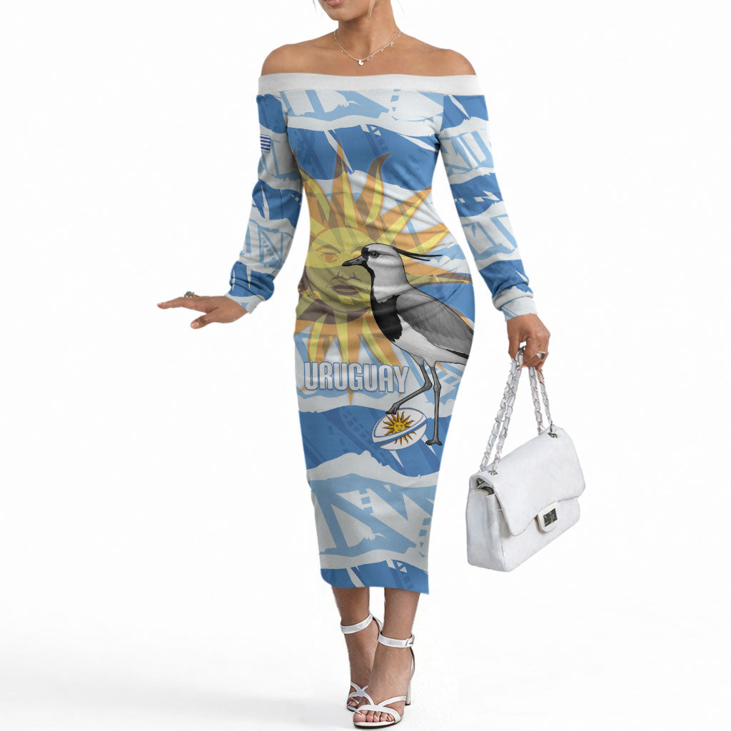 Custom Uruguay Rugby 2026 Off The Shoulder Long Sleeve Dress Sun Of May and Lapwing
